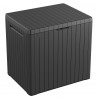 Lada depozitare balcon, pentru accesorii si unelte, cu capac, material polipropilena, culoare grafit, Keter City, dimensiuni 57,8 x 44 x 55 cm, sistem de inchidere cu lacat, manere, 113 L