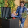 Lada depozitare balcon, pentru accesorii si unelte, cu capac, material polipropilena, culoare grafit, Keter City, dimensiuni 57,8 x 44 x 55 cm, sistem de inchidere cu lacat, manere, 113 L