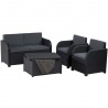 Set mobilier de gradina, terasa, imitatie ratan, Keter Modena, grafit, 4 locuri, cu masuta depozitare, 2 fotolii, canapea 2 persoane, perne incluse, rezistent UV 
