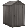Casuta de gradina, Keter, Gri, 4x6, colectie Darwin, cu usa dubla, cu podea, cu ventilatie, cu ranforsare metalica Sistem de inchidere, Ventilatie, Evotech, Darwin