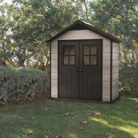 Casuta de gradina, Keter, Gri, 210 x 124,8 x 253, colectie Oakland 754, usa dubla, ferestre