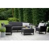 Set mobilier pentru gradina, imitatie ratan, Keter Salemo, pentru terasa sau exterior, cu masuta, 1 canapea, 2 fotolii, 5 locuri, culoare grafit, rezistent UV si intemperii 