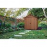 Casuta de gradina, Keter, Maro, 6x6, colectie Darwin, cu usa dubla, cu podea, cu ventilatie, cu ranforsare metalica Usa dubla, Sistem de inchidere, Ventilatie, Evotech, Darwin