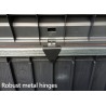 Lada depozitare terasa, de exterior, pentru jucarii, perne, cu capac rezistent, material plastic polipropilena, culoare grafit, Keter Rockwood, dimensiuni 155x72,4x64,4 cm, capacitate 570 L 