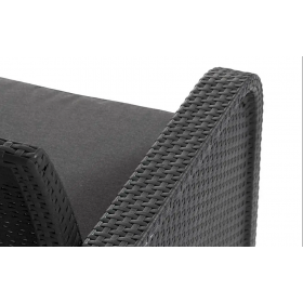 Masa si scaune terasa, material polipropilena, Keter Rosalie, pentru gradina, cu 2 scaune, culoare graphite, rezistent UV si intemperii