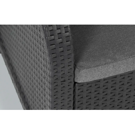 Masa si scaune terasa, material polipropilena, Keter Rosalie, pentru gradina, cu 2 scaune, culoare graphite, rezistent UV si intemperii