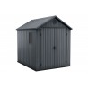 Casuta de gradina, Keter, Gri, 6x8, colectie Darwin, cu usa dubla, cu podea, cu ventilatie, cu ranforsare metalica Usa dubla, Sistem de inchidere, Ventilatie, Evotech, Darwin