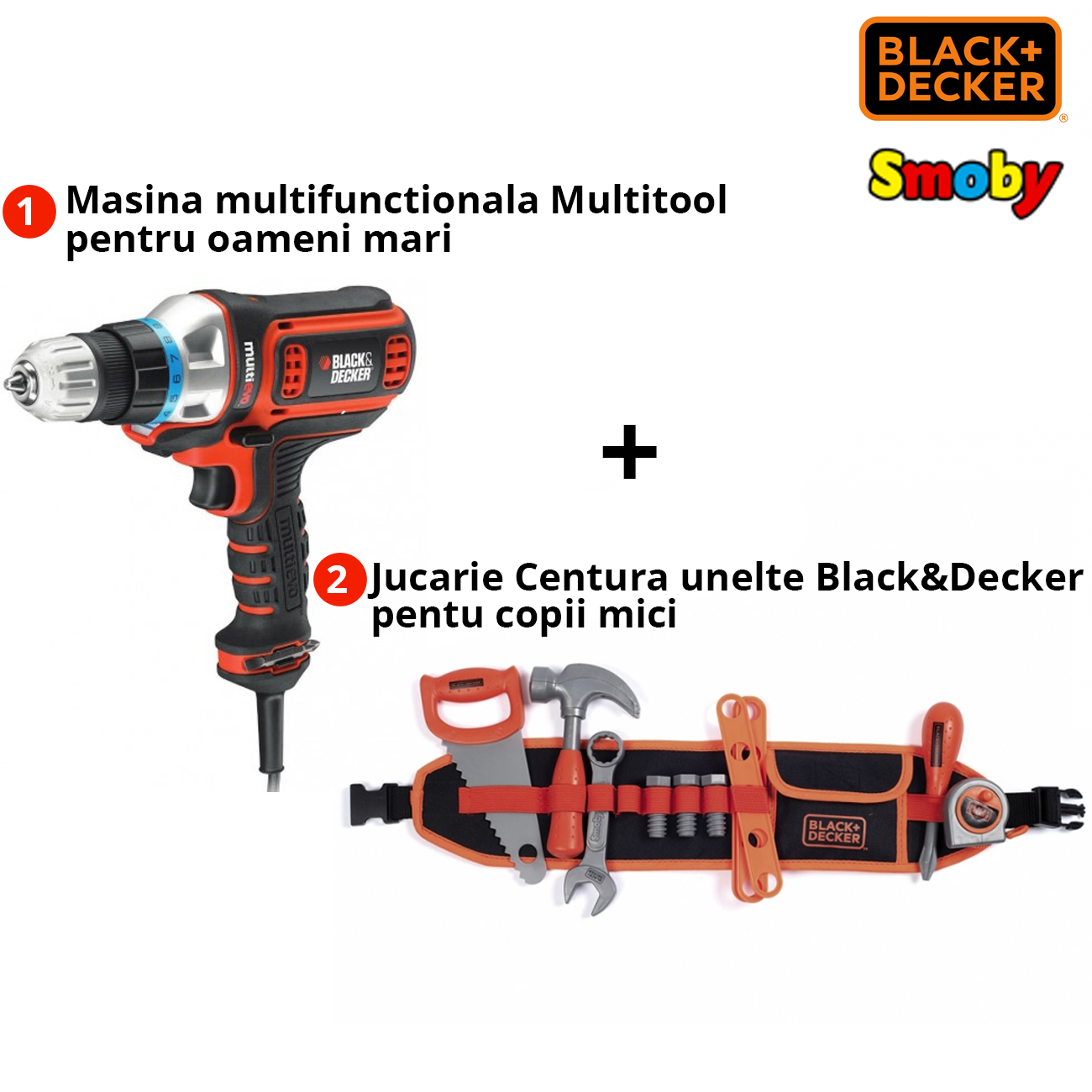 Pachet Black+Decker Masina Multitool MT350K + Jucarie Smoby 7600360192 Black and Decker imagine noua