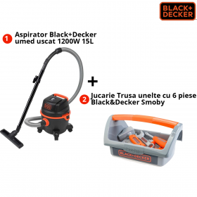 Pachet Black+Decker: Aspirator BXVC15PE + Jucarie Trusa Unelte Smoby 7600360101