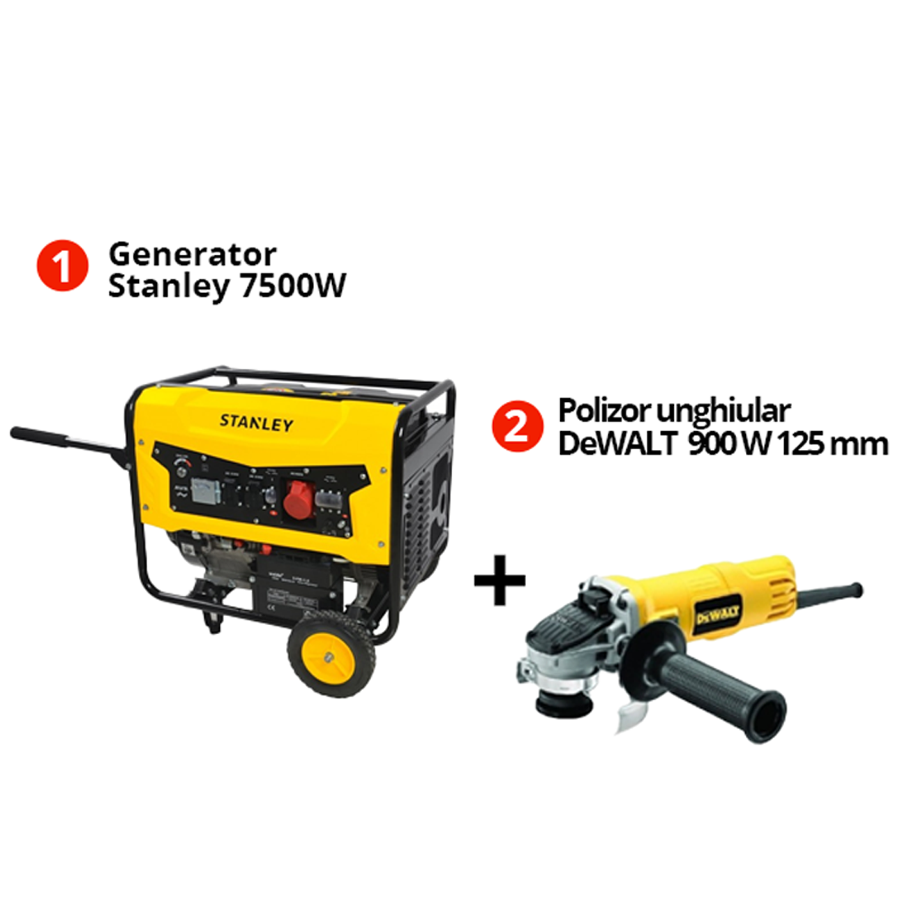 Pachet Generator Trifazat Stanley SG7500B Si Polizor Unghiular DeWalt DWE4157 Bricolaj