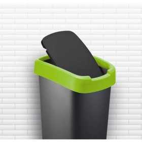 Cos gunoi plastic capac batant negru-verde Rotho Twist 10 L