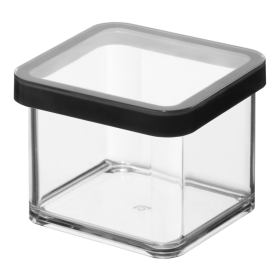 Cutie depozitare plastic patrata transparenta cu capac negru Rotho Loft 0.5 L