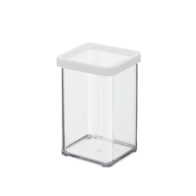 Cutie depozitare plastic patrata transparenta cu capac alb Rotho Loft 1 L