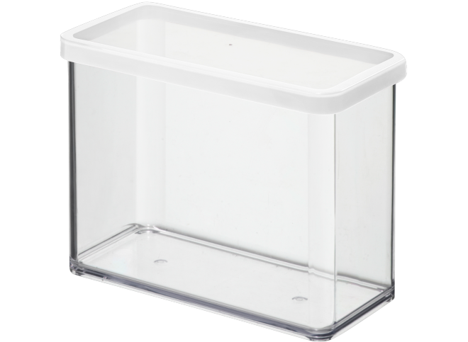 Cutie depozitare plastic rectangulara transparenta cu capac alb Rotho Loft 2.1 L