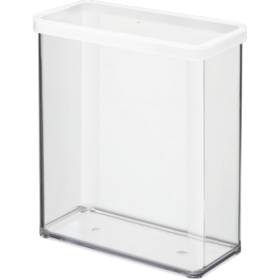 Cutie depozitare plastic rectangulara transparenta cu capac alb Rotho Loft 3.2 L