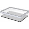 Cutie depozitare plastic rectangulara transparenta cu capac alb Rotho Loft 1 L 