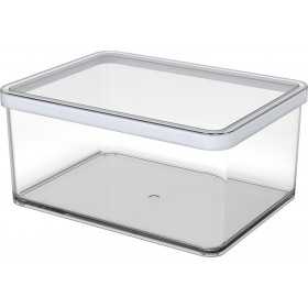 Cutie depozitare plastic rectangulara transparenta cu capac alb Rotho Loft 2.25 L