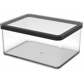 Cutie depozitare plastic rectangulara transparenta cu capac negru Rotho Loft 2.25 L