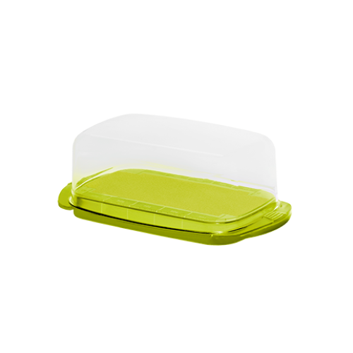 Recipient pentru unt plastic baza verde si capac transparent Rotho Fresh 18X9.5X6.9 cm