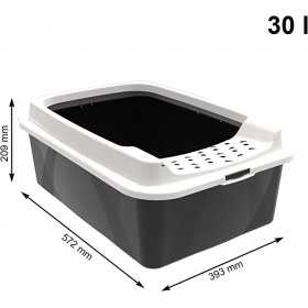Litiera din plastic negru cu intrare pe sus Rotho Bonnie 57.2X39.3X21 cm