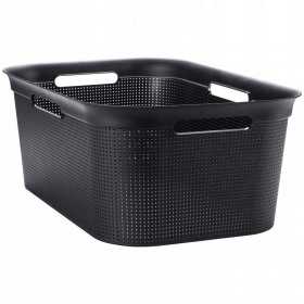Cos rufe plastic rectangular negru Rotho Brisen