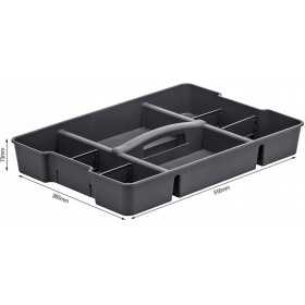 Organizator pentru cutie depozitare plastic, gospodarie, garaj, Rotho, Evo Total, unelte, negru, maner, 36.5x7.3x51.6cm, rezistent la socuri, 30L, 44L, 65L