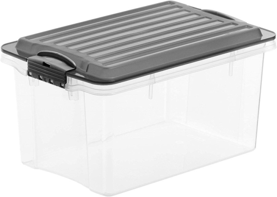 Poze Cutie depozitare plastic transparenta cu capac anthracite Rotho Compact 4.5L
