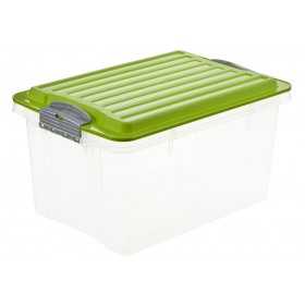 Cutie depozitare plastic transparenta cu capac verde Rotho Compact 4.5L