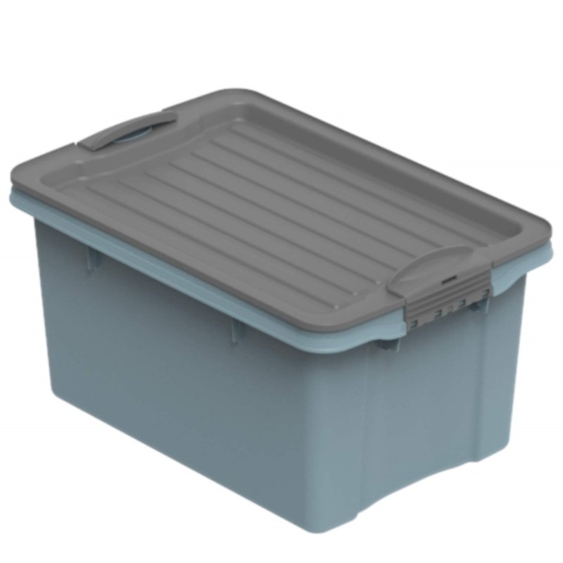 Poze Cutie depozitare plastic albastra cu capac negru Rotho Compact 4.5L