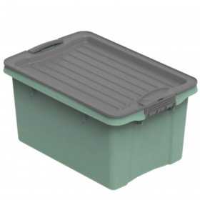 Cutie depozitare plastic verde cu capac negru Rotho Compact 4.5L