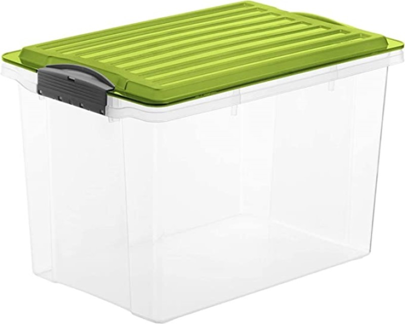 Cutie depozitare plastic transparenta cu capac verde Rotho Compact 19L 19L imagine noua