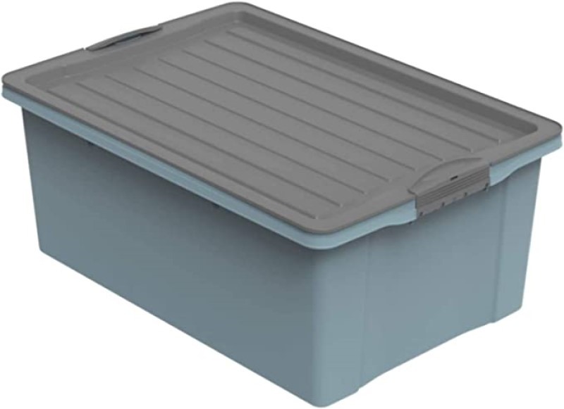 Cutie depozitare plastic albastra cu capac negru Rotho Compact 38L 38L