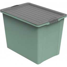 Cutie depozitare cu roti plastic verde cu capac negru Rotho Compact 70L