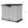 Dulap de exterior, plastic, pentru gradina, antracit, 2 usi, capac, Keter Store it out midi, 880L, 132x71,5x113,5cm, rezistent la intemperii 