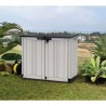 Dulap de exterior, plastic, pentru gradina, antracit, 2 usi, capac, Keter Store it out midi, 880L, 132x71,5x113,5cm, rezistent la intemperii 