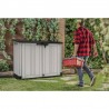 Dulap de exterior, plastic, pentru gradina, antracit, 2 usi, capac, Keter Store it out midi, 880L, 132x71,5x113,5cm, rezistent la intemperii 