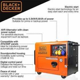 Generator Curent Electric Diesel Black+Decker BXGND5300E, 5300 W, mufa ATS