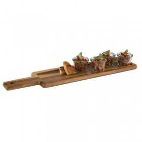 Platou ardezie servire cu suport de lemn APS 43 x 12 cm