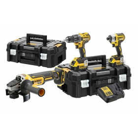 Set 3 Scule DeWalt: Masina de gaurit si insurubat, Masina de insurubat cu impact si Polizor Unghiular, cu 2 Acumulatori, 18 V,  5.0Ah