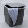 Cutie depozitare cu capac, gradina si balcon, Keter, polipropilena, accesorii gradina si jucarii, graphite, rotunda, capac rezistent, 39x39x43 cm