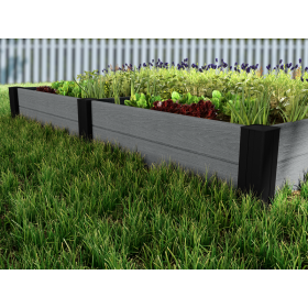Ghiveci gradina modular, material compozit Evotech, Keter Vista, pentru flori si legume, gri, 121.5 x 121.5 x 27 cm