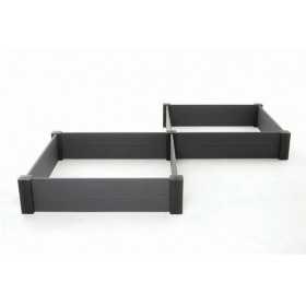 Ghiveci gradina modular, material compozit Evotech, Keter Vista, pentru flori si legume, gri, 121.5 x 121.5 x 27 cm