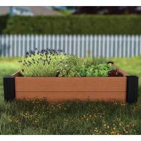 Ghiveci de gradina modular, maro, material compozit Evotech, Keter, colectia Vista, pentru flori si legume, dimensiuni 121,5 x 121,5 x 27 cm