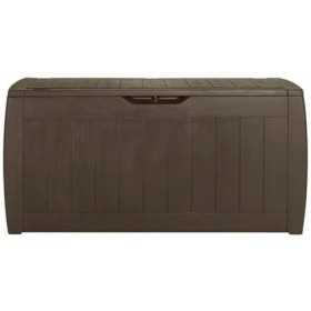 Lada depozitare exterior, pentru accesorii gradina si terasa, cu capac, material polipropilena, culoare maro, Keter Hollywood, 270 L, cu sistem inchidere si manere