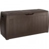 Lada depozitare exterior, pentru accesorii gradina si terasa, cu capac, material polipropilena, culoare maro, Keter Hollywood, 270 L, cu sistem inchidere si manere