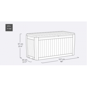 Lada plastic de depozitare gradina, pentru unelte, jucarii, perne, cu capac incuietor, material rezistent UV, maro, Keter Marvel Plus, 117x57x45 cm, 270 L