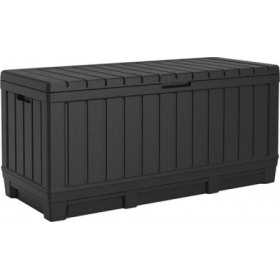 Cutie pentru depozitare pentru terasa si gradina, pentru unelte si jucarii, cu capac, material polipropilena rezistenta UV, culoare antracit, manere, Keter Kentwood 350 L