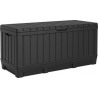 Cutie pentru depozitare pentru terasa si gradina, pentru unelte si jucarii, cu capac, material polipropilena rezistenta UV, culoare antracit, manere, Keter Kentwood 350 L 