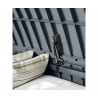 Lada pentru depozitare, de terasa, de curte, pentru unelte si obiecte casnice, cu capac, material rezistent UV, maro, Keter Glenwood, 390 L, manere, dimensiuni 128x65x61 cm 
