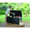 Lada pentru depozitare, de terasa, de curte, pentru unelte si obiecte casnice, cu capac, material rezistent UV, maro, Keter Glenwood, 390 L, manere, dimensiuni 128x65x61 cm 